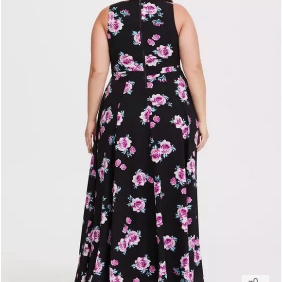 Torrid Maxi Dress 18 Floral High Neck Georgette Fabric - Picture 2 of 8